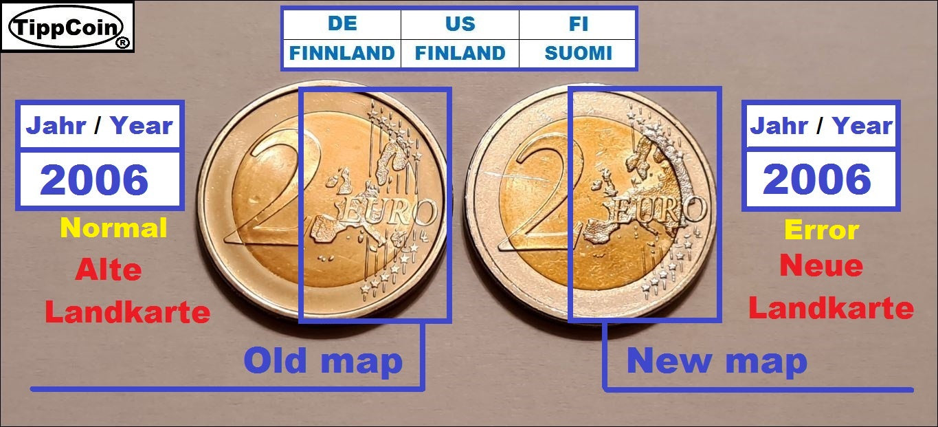 Finnland 2 Euro 2006 neue Landkarte