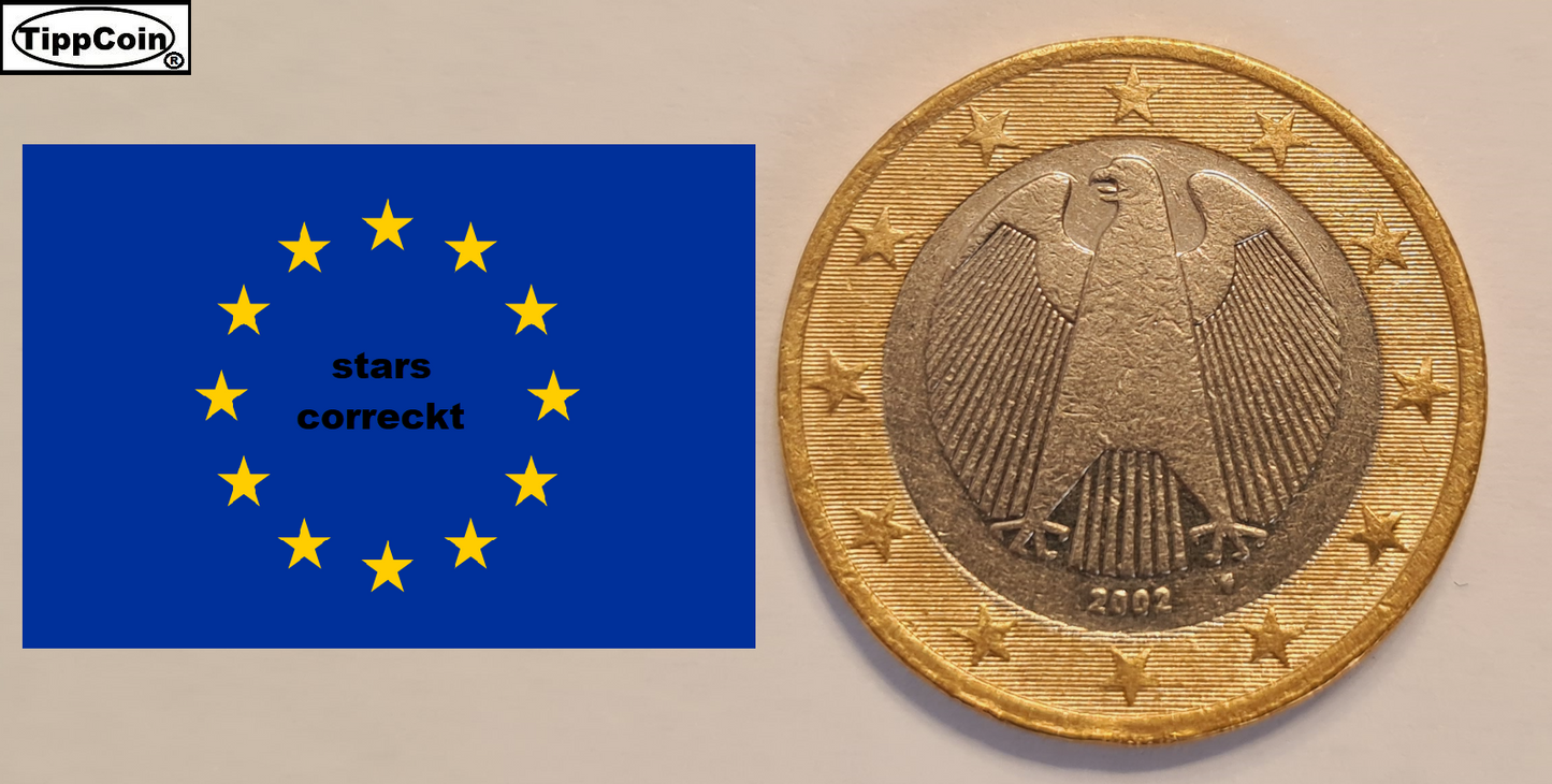 Deutschland 1 Euro 2002 F drehende sterne