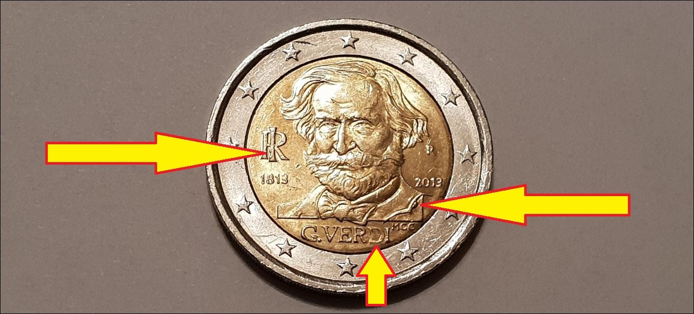 Italien 2 Euro 2013 R Fehlprägung / Materialüberschuss