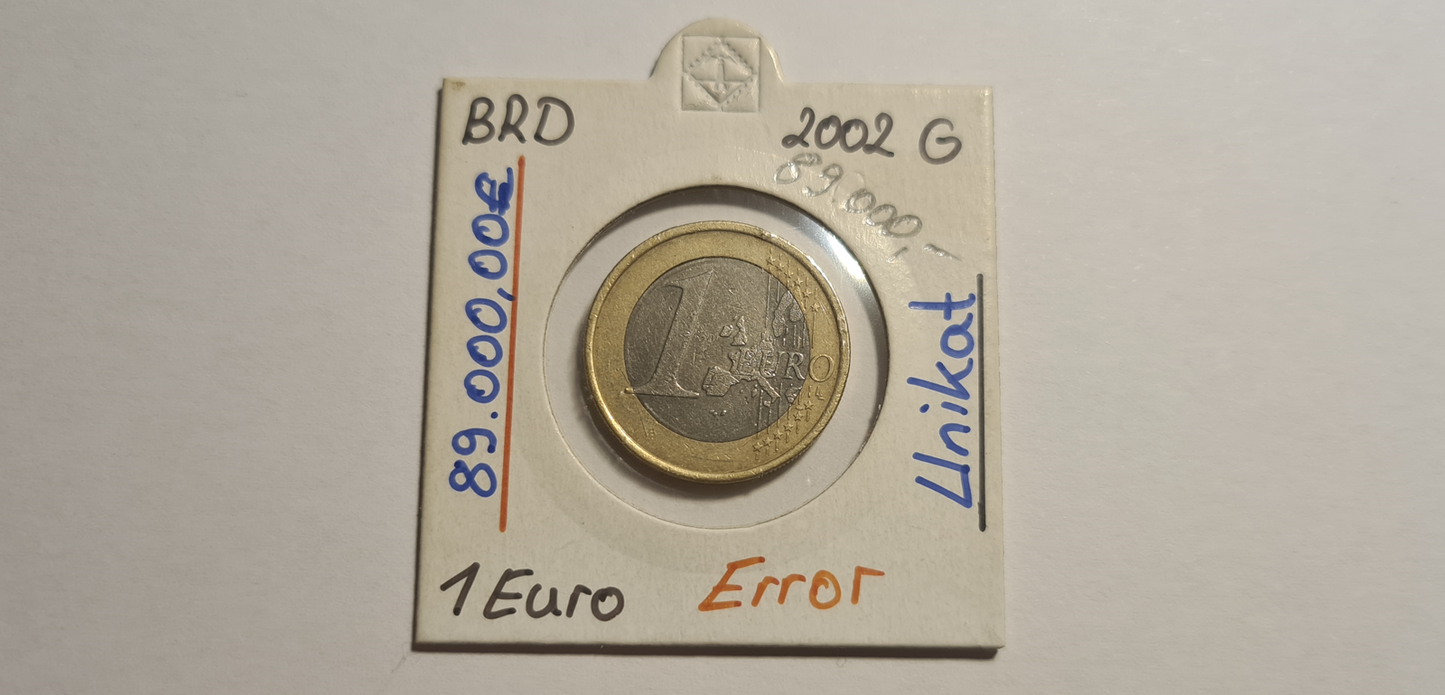 Deutschland 1 Euro 2002 G – Unikat mit Materialmischung