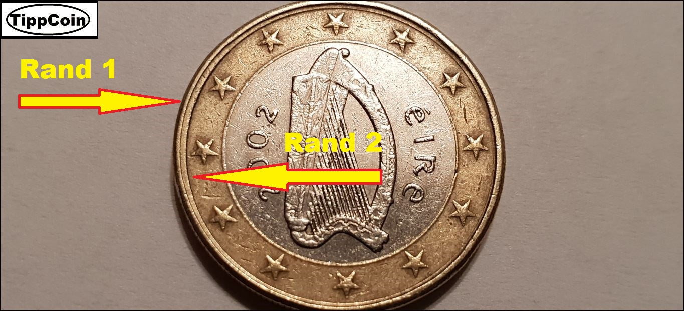 Irland 1 Euro 2002 Fehlprägung / Doppelrand