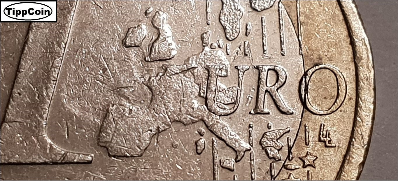 Deutschland 1 Euro 2002 A, Fehlprägung / ohne E