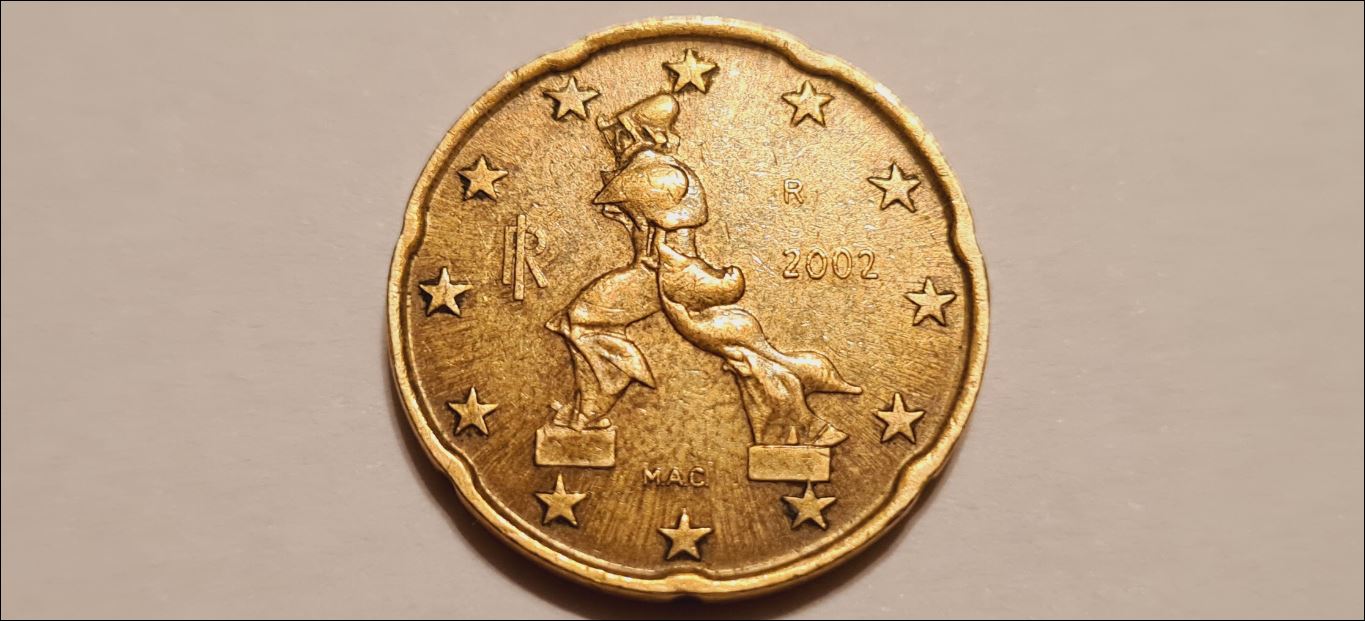 Italien 20 Cent 2002 - Das königliche Unikat mit dem Punkt im "A` von M.A.C."