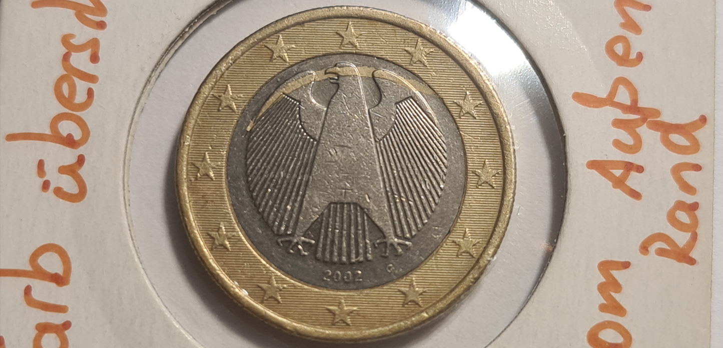 Deutschland 1 Euro 2002 G – Unikat mit Materialmischung