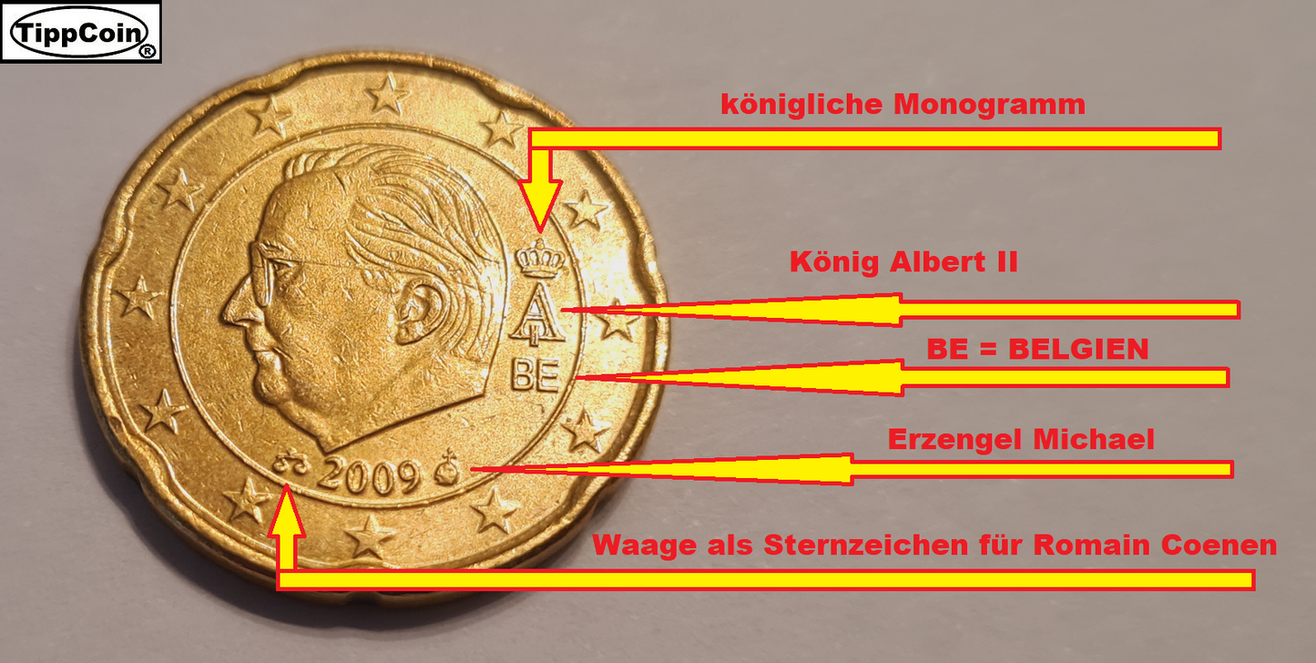 Belgien 20 Cent 2009 Materialüberschuss