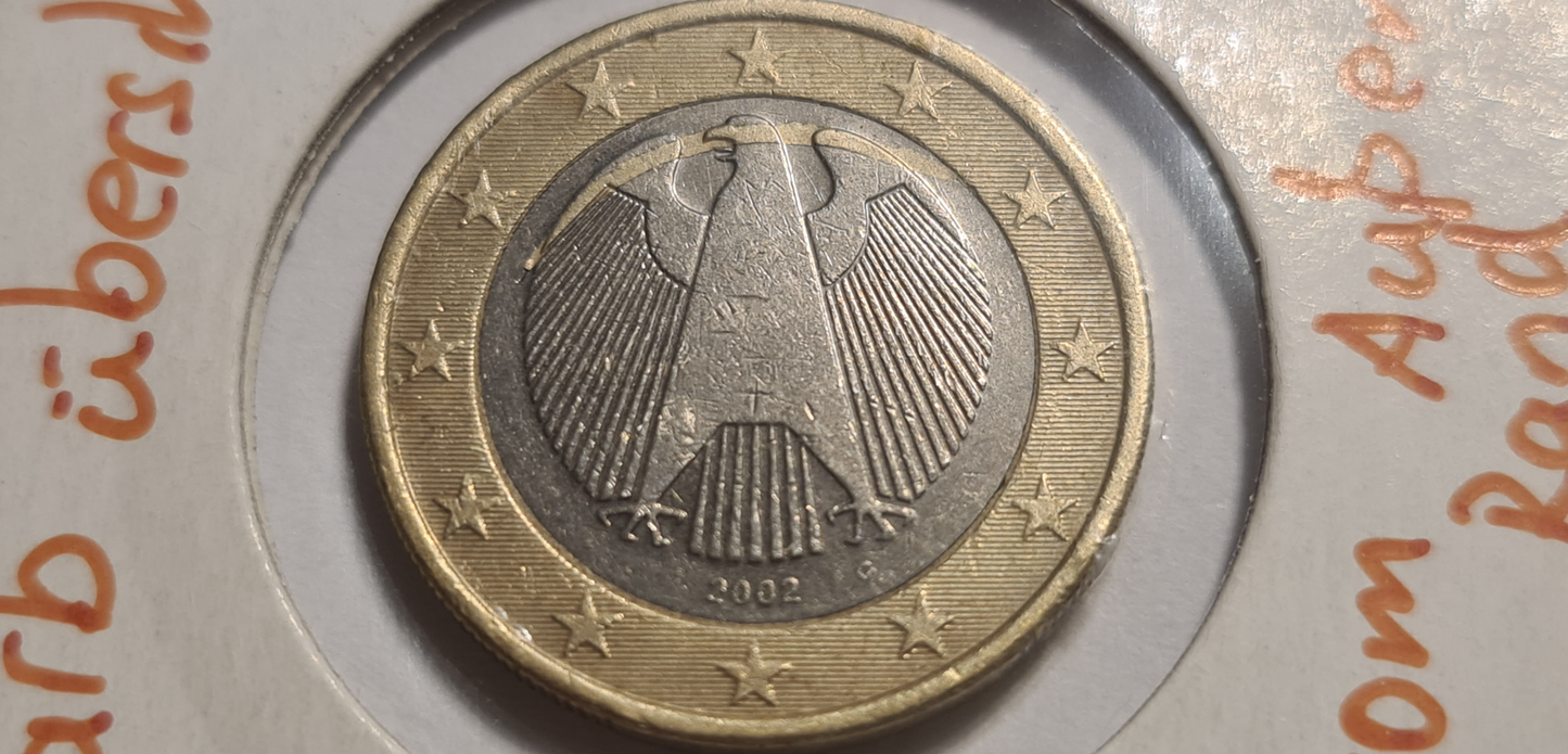 Deutschland 1 Euro 2002 G – Unikat mit Materialmischung
