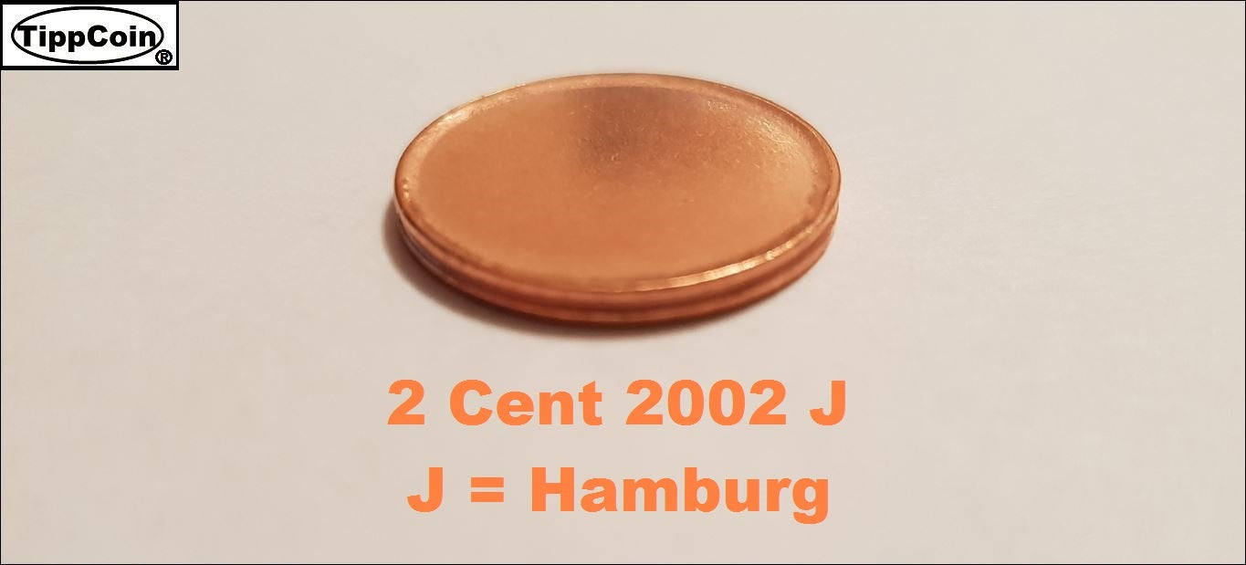 Deutschland 2 Cent 2002 J Rohling Ronde Fehlprägung