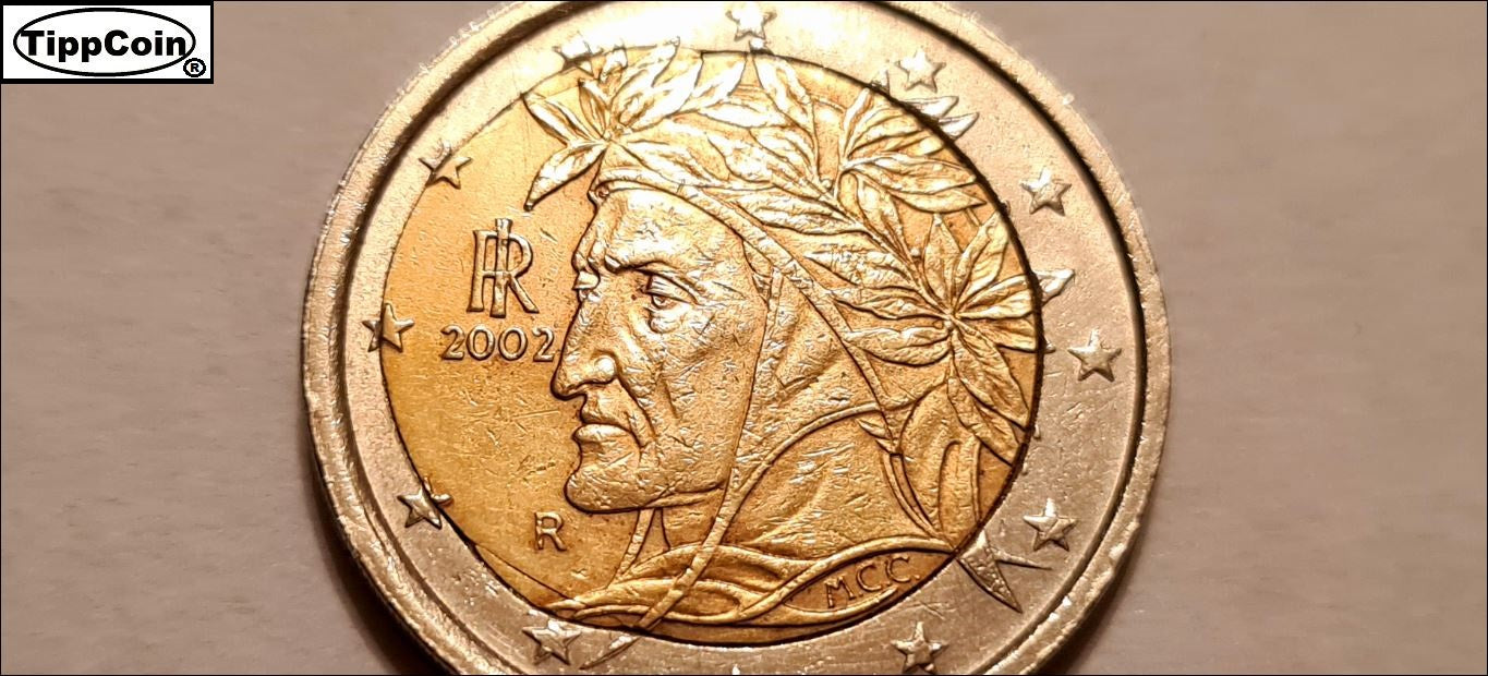 Italien 2 Euro 2002 – „Spiegelei“ Fehlprägung – Einmalige Fehlprägung