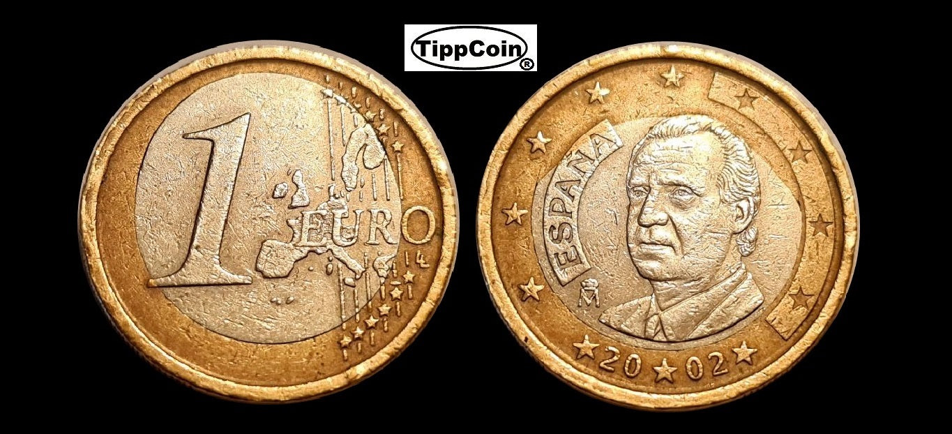 Spanien 1 Euro 2002 Spiegeleimünze, moneda de huevo frito Espana