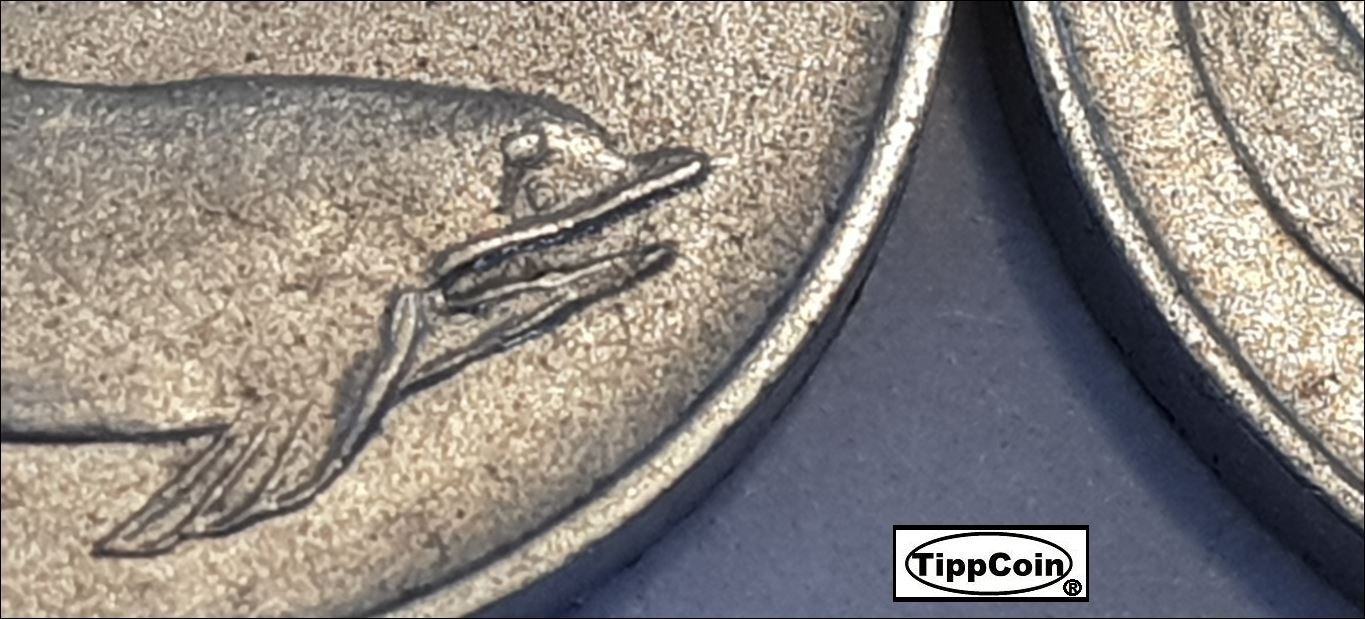 Italien 5-Lire 1954 „Zweiäugiger Delphin“