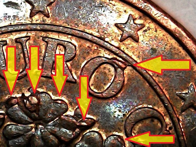 Österreich 5 Cent 2002 Materialüberschuss auf Nationalseite