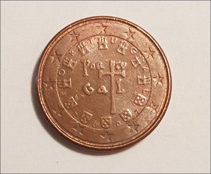 Portugal 1 Cent 2007 Fehlprägung prägeschwäche außer die Zahl 7