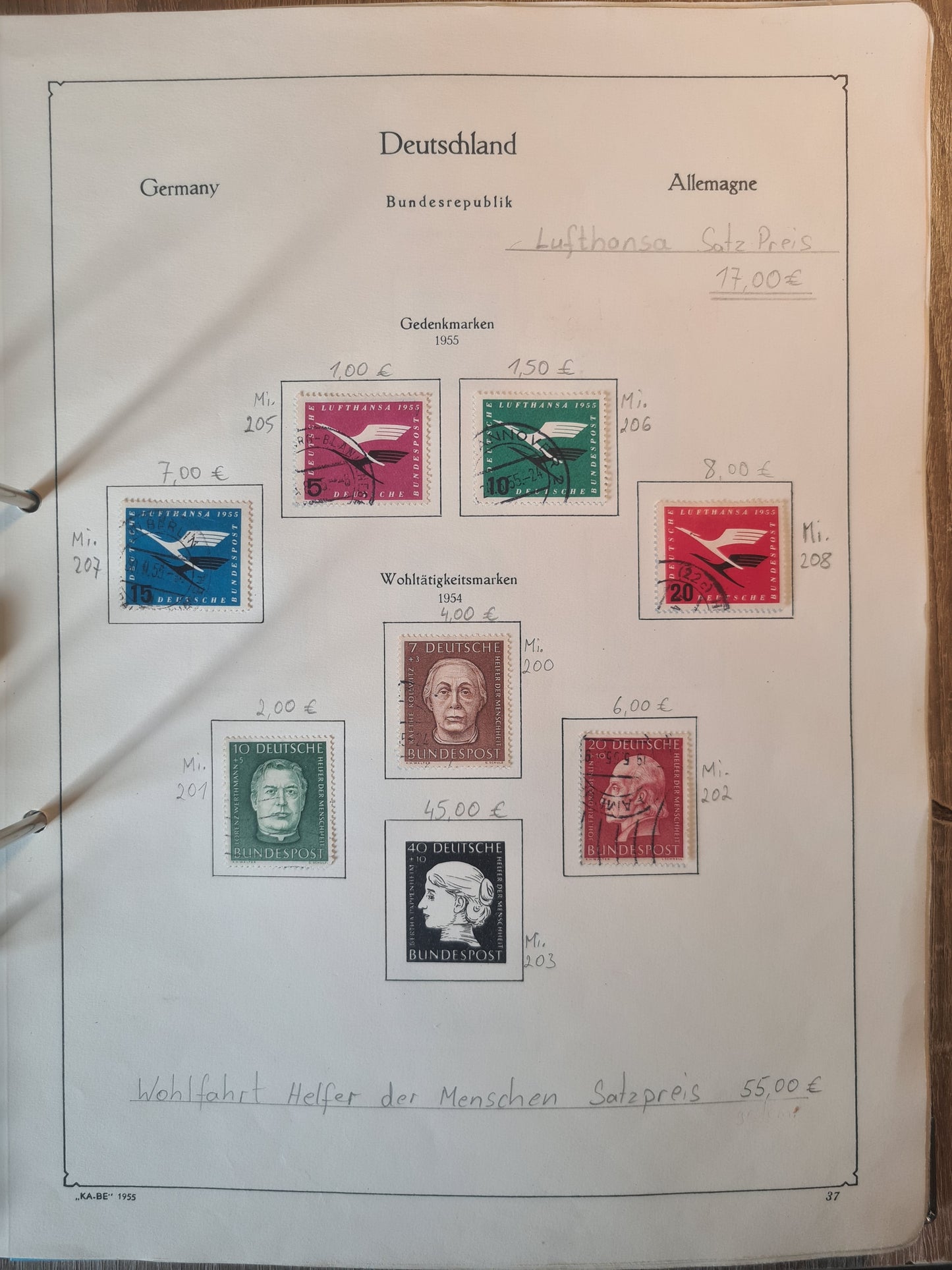 Briefmarken Lufthansa und Wohltätigkeitsmarken