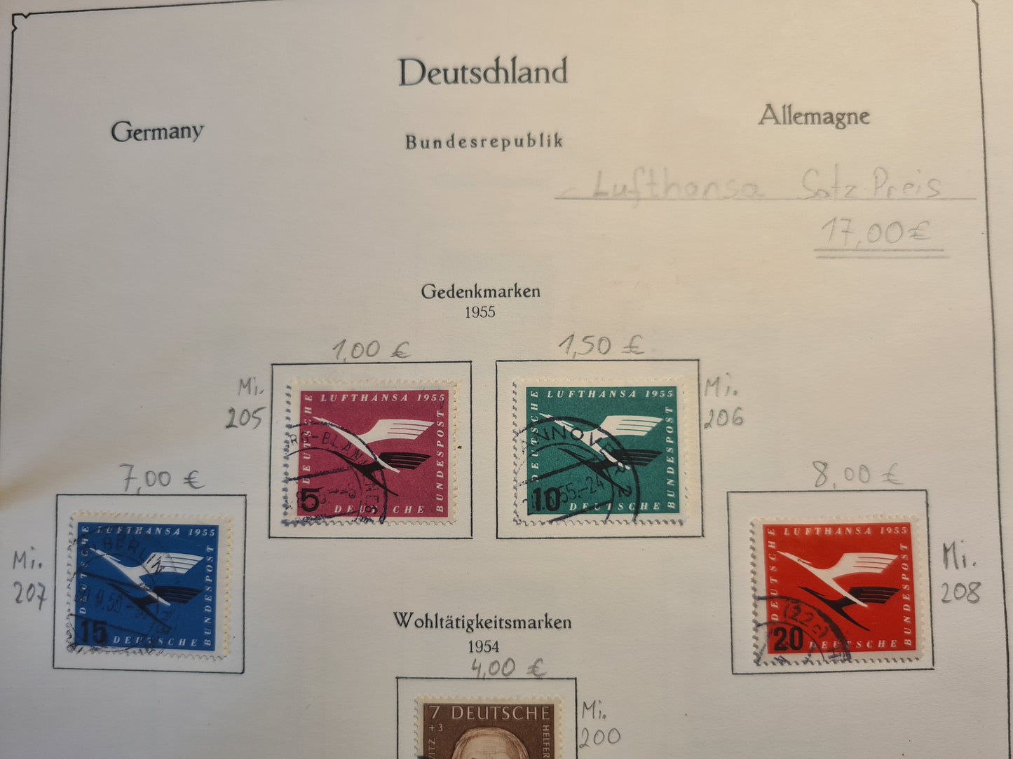 Briefmarken Lufthansa und Wohltätigkeitsmarken