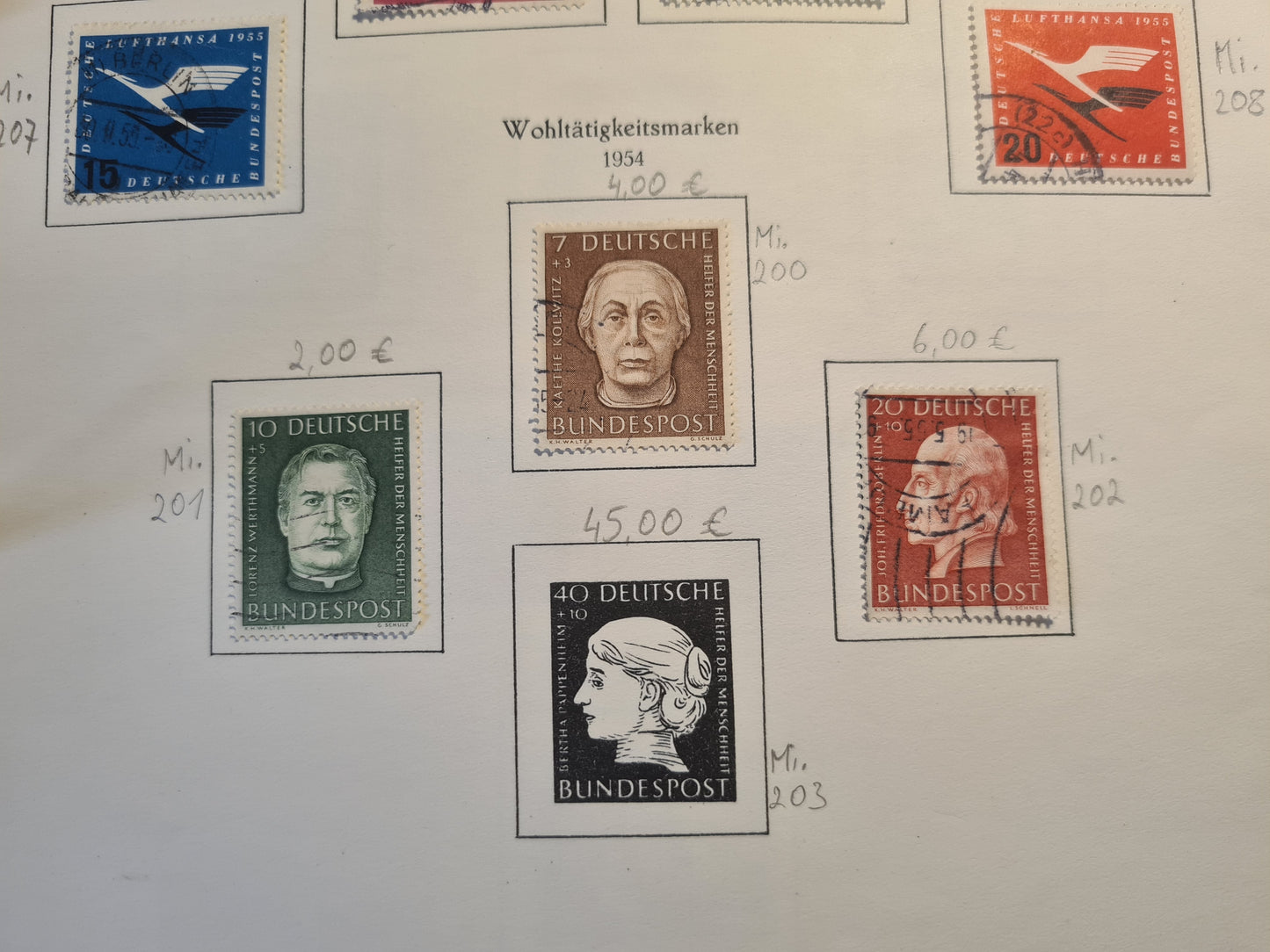 Briefmarken Lufthansa und Wohltätigkeitsmarken