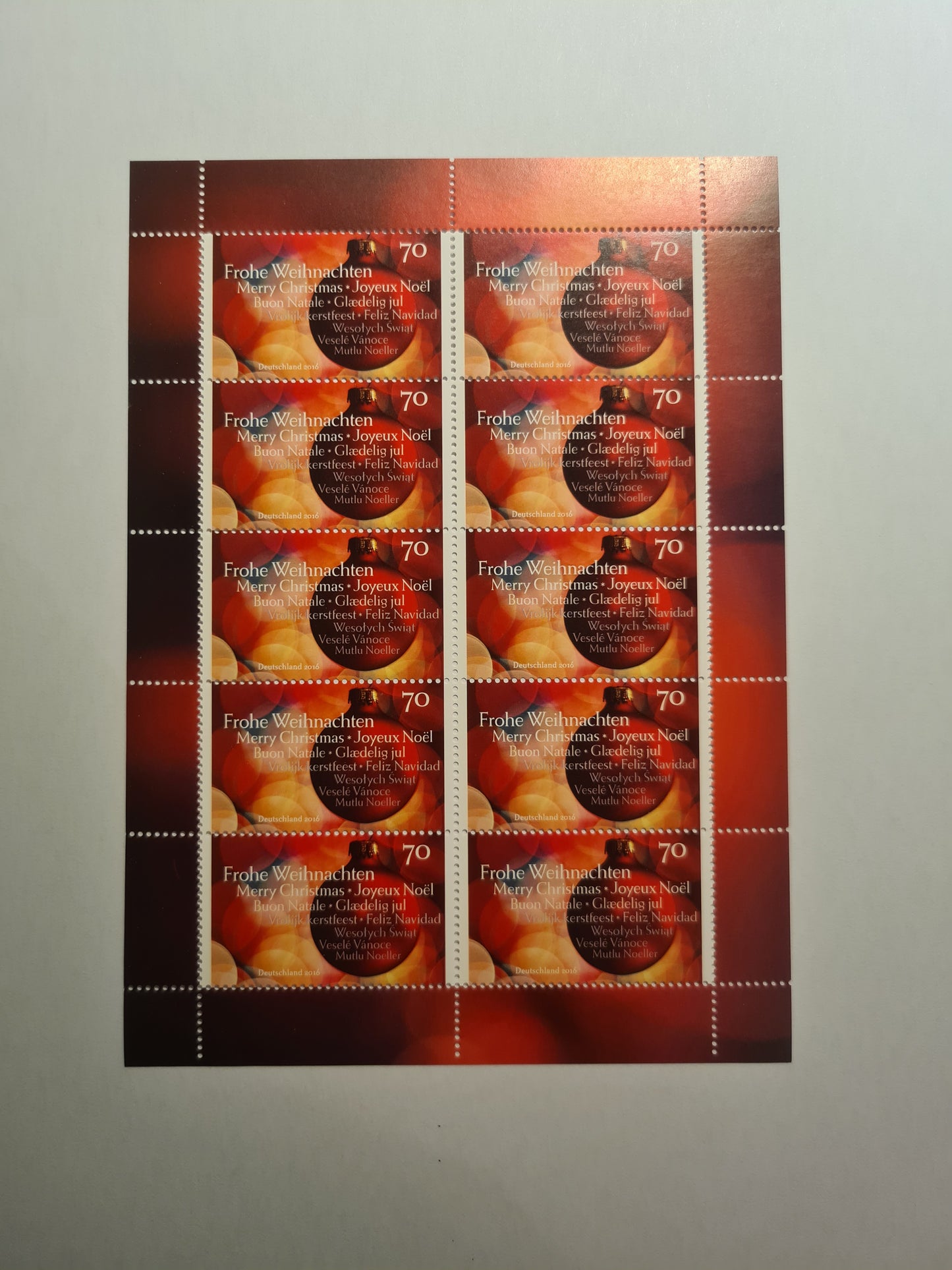 Briefmarken Weihnachtskugel 2016 postfrisch 10 er Bogen