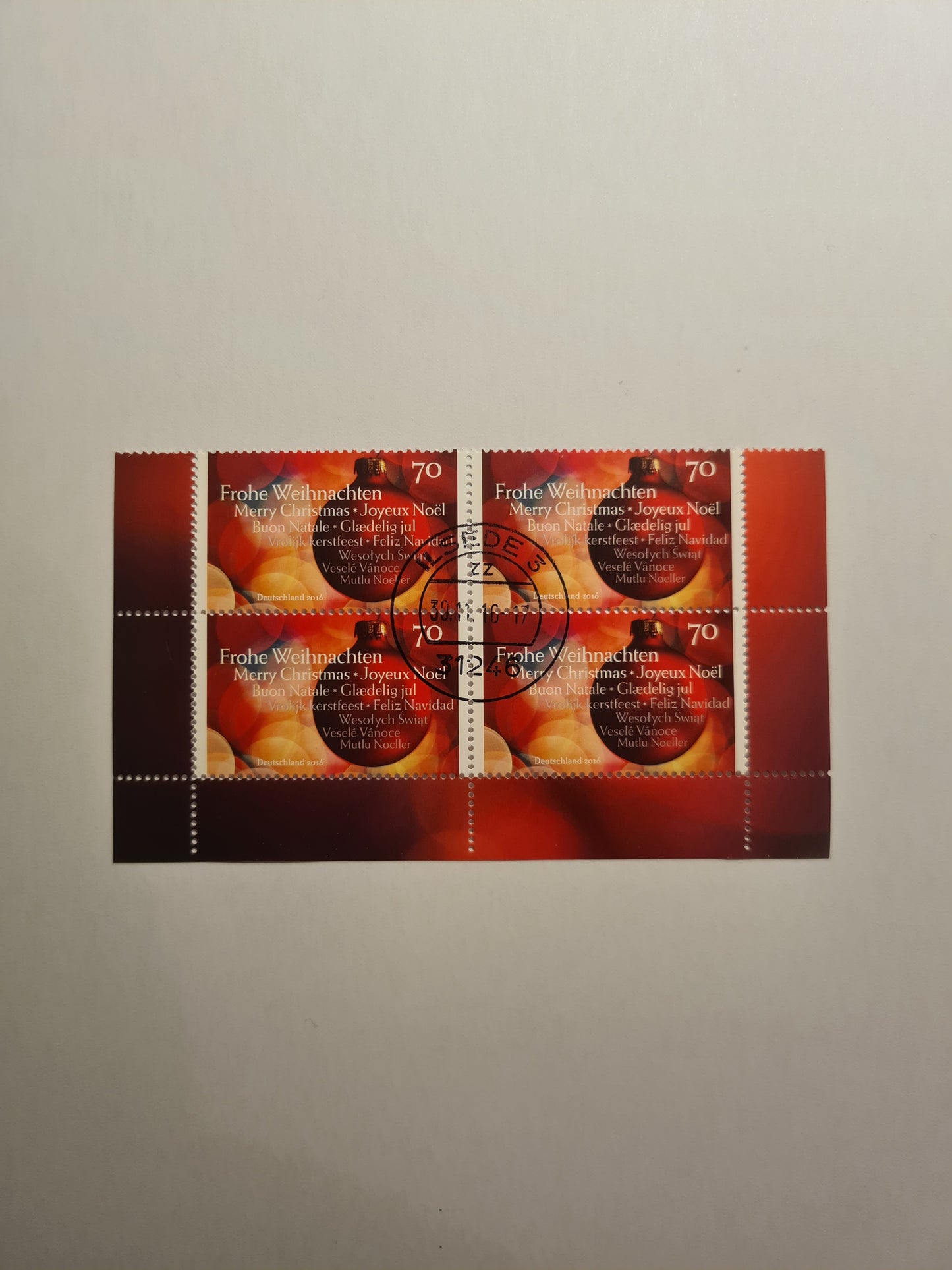 Briefmarken Weihnachtskugel 2016 unteren 4 gestempelt