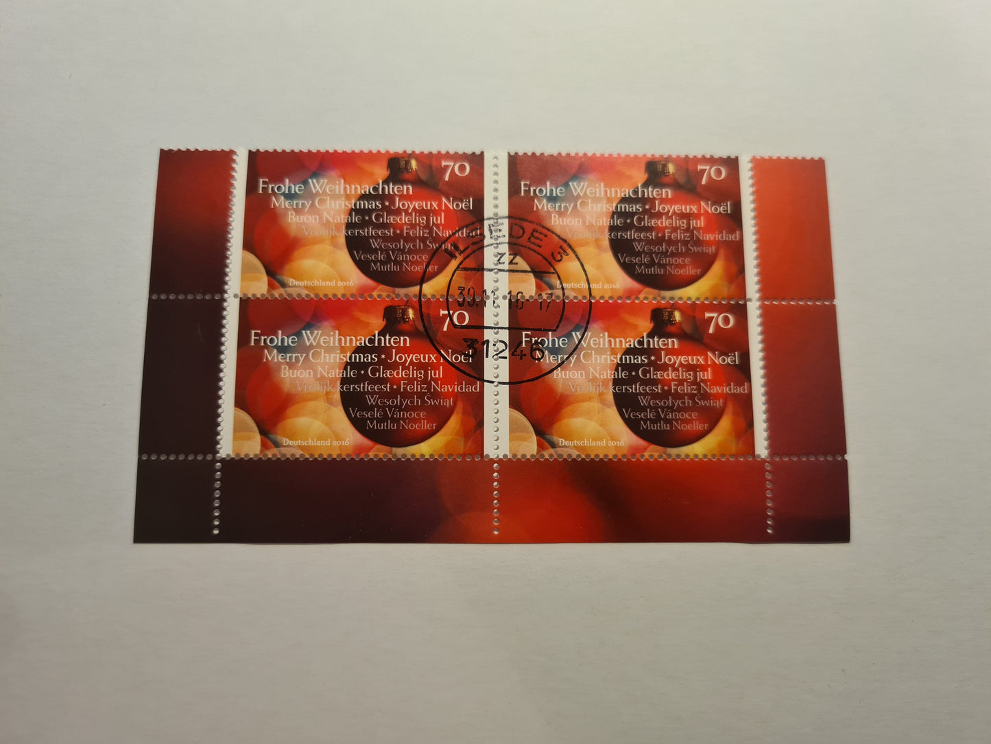 Briefmarken Weihnachtskugel 2016 unteren 4 gestempelt