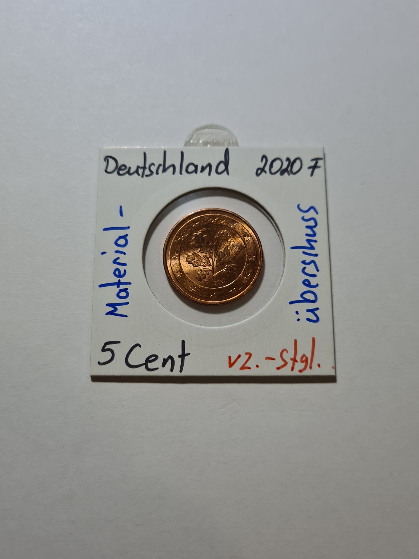 Deutschland 5 Cent F 2020 Fehlprägung Materialüberschuss