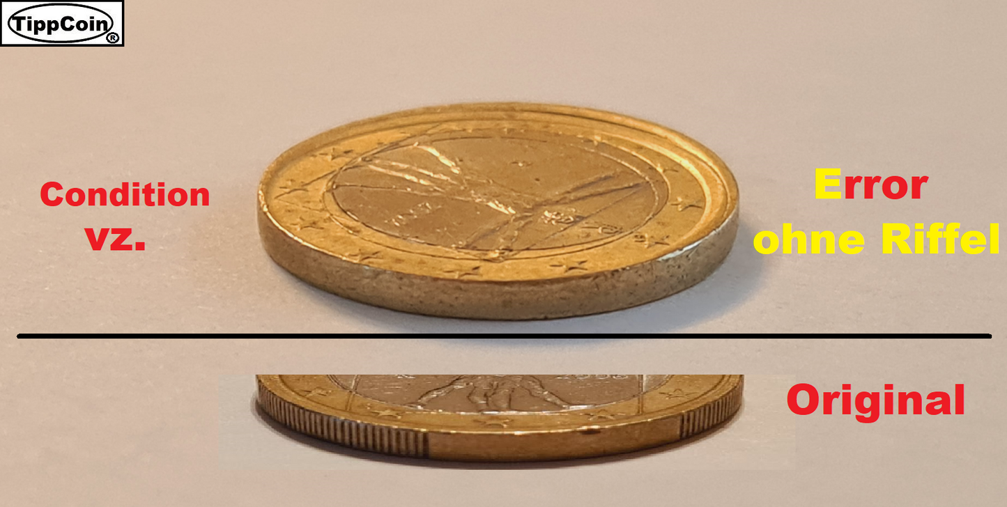 Italien 1 Euro 2002 – Extrem dezentriert und ohne Riffelrand
