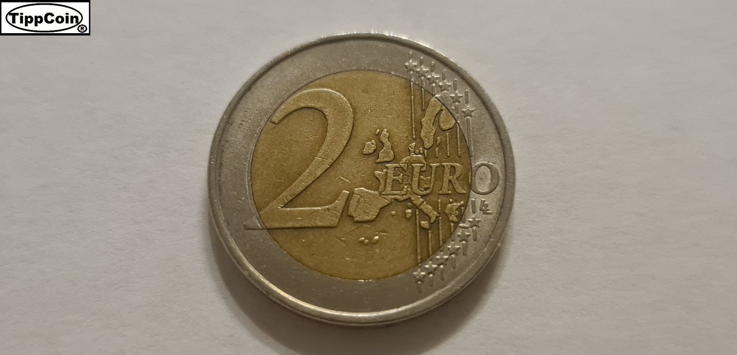 Deutschland 2 Euro 2002 J Fehlprägung / Prägeschwäche / Randschrift