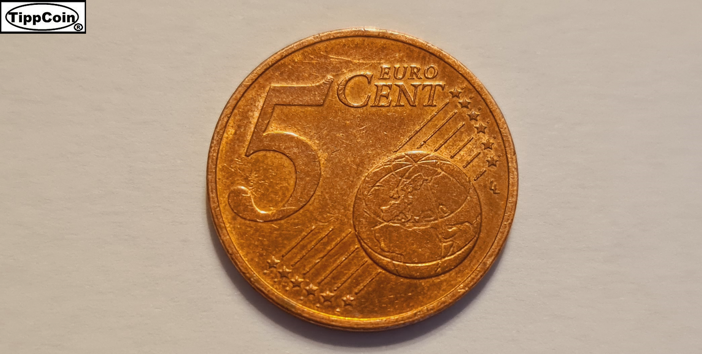 Österreich 5 Cent 2002 Fehlprägung Materialüberschuss