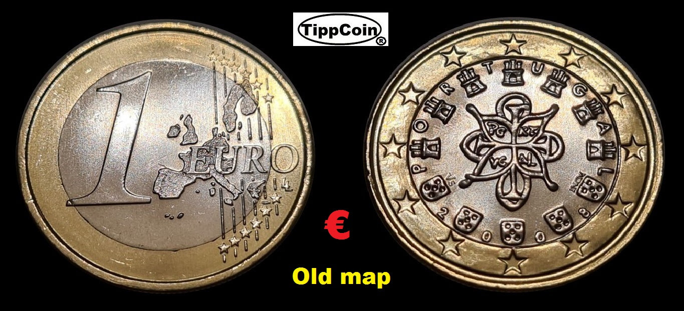 Portugal 1 Euro 2008 Alte Landkarte
