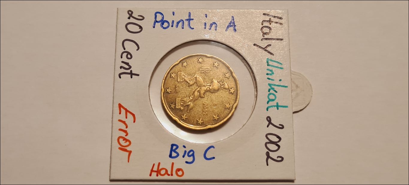 Italien 20 Cent 2002 - Das königliche Unikat mit dem Punkt im "A` von M.A.C."