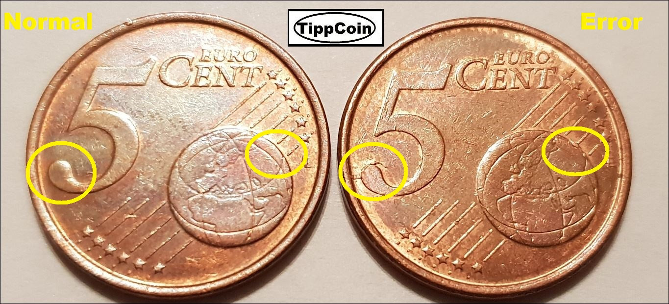 Finnland 5 Cent 2001 Materialüberschuss