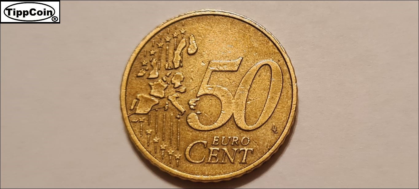 Niederlande 50 Cent 2003 Fehlprägung / Stempelriss