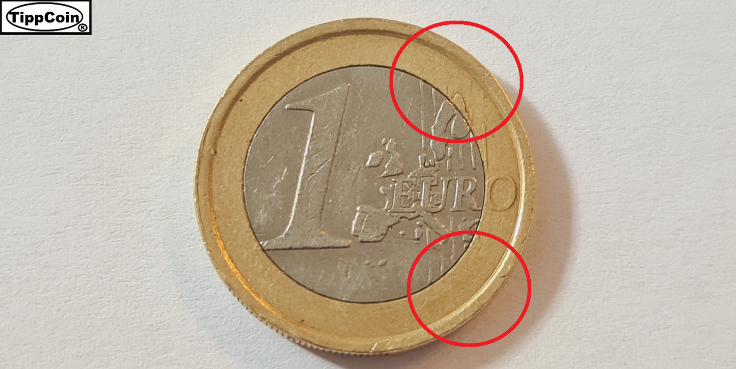 Italien 1 Euro 2002 – Prägeschwäche auf beiden Seiten