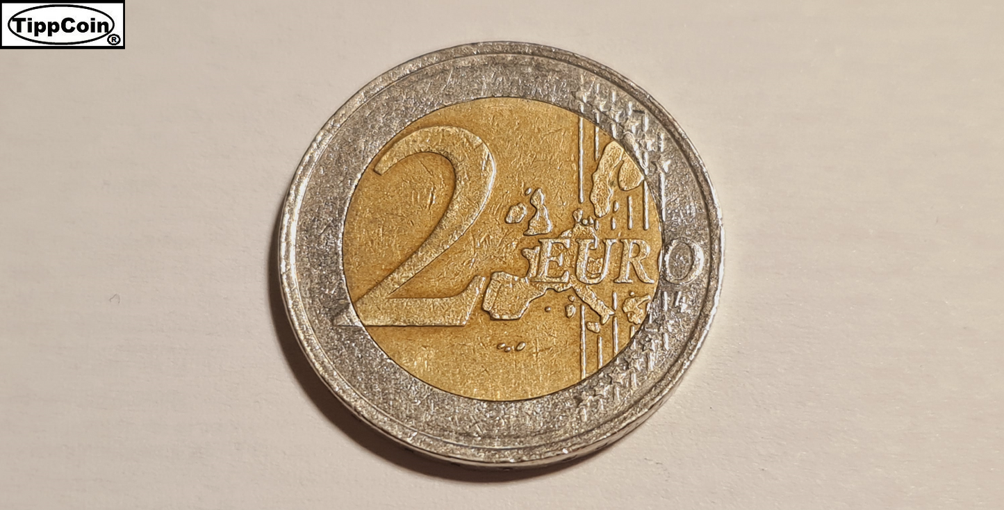 Österreich 2 Euro 2002 Fehlprägung / schwacher riffelrand bis hin zu glatter Rand