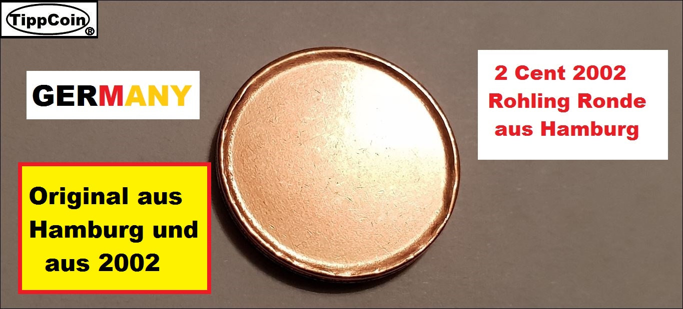 Deutschland 2 Cent 2002 J Rohling Ronde Fehlprägung