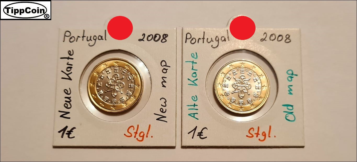 Portugal 1 Euro 2008 Alte Landkarte