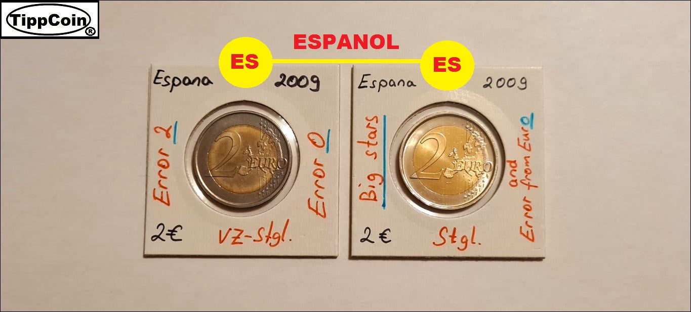 Spanien 2 Euro 2009 Große Sterne, Big stars
