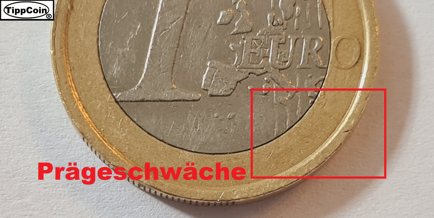 Italien 1 Euro 2002 – Prägeschwäche auf beiden Seiten