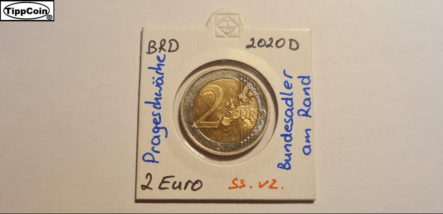 BRD 2 Euro 2020 D Prägeschwäche