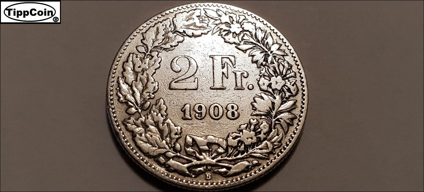 2 Franken 1908 B Schweiz -Rare-