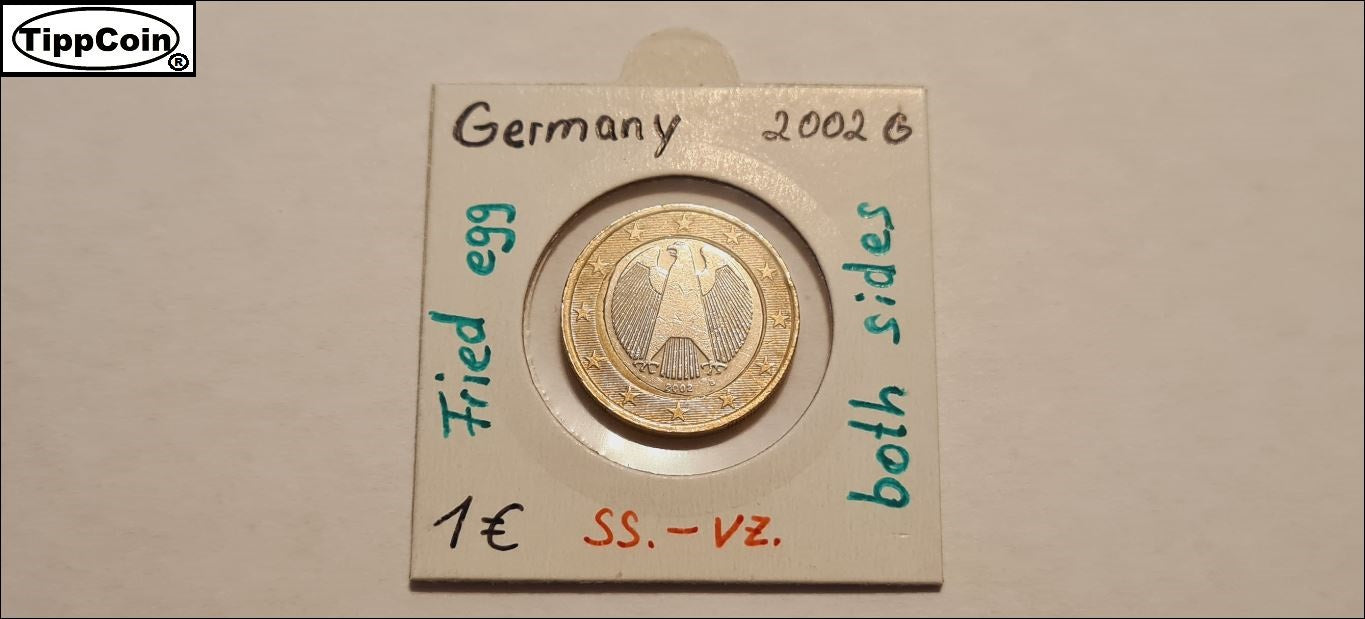 Deutschland 1 Euro 2002 G Fehlprägung / Spiegeleimünze