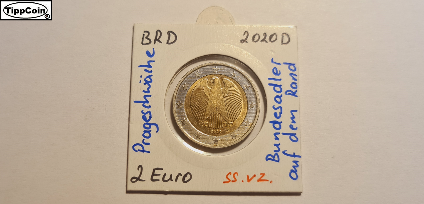 BRD 2 Euro 2020 D Prägeschwäche