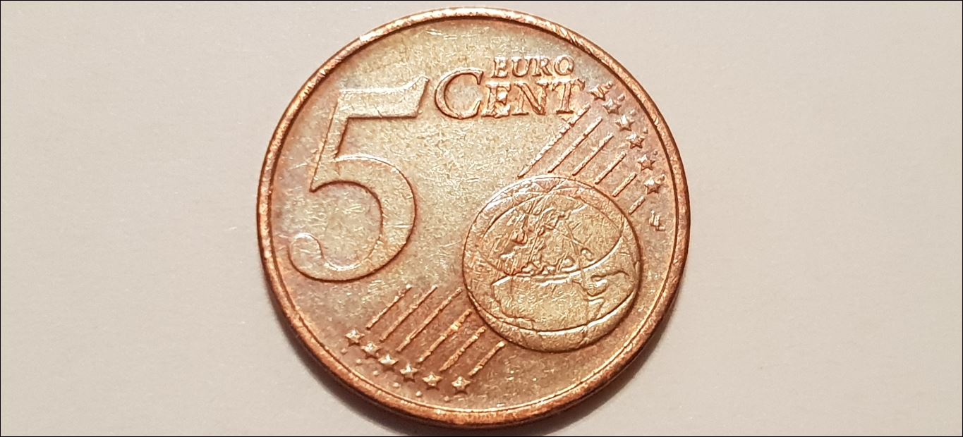 Österreich 5 Cent 2002 Materialüberschuss auf Nationalseite