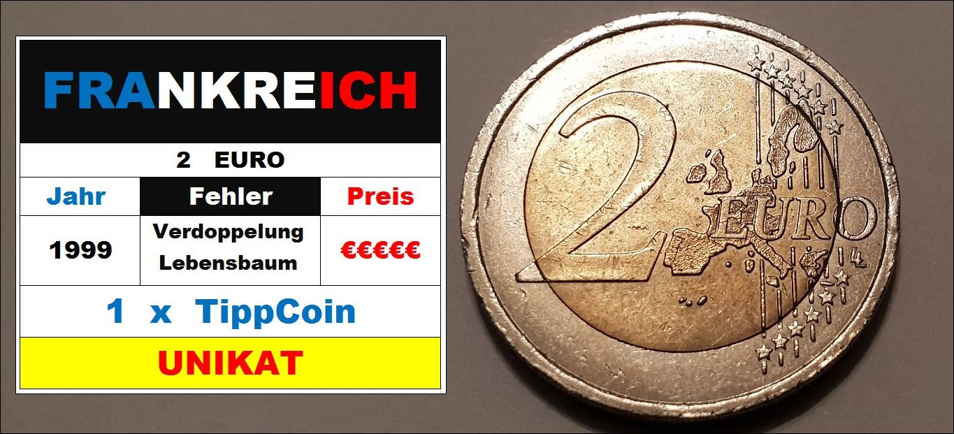 Frankreich 2 Euro 1999 Fehlprägung / Doppelprägung