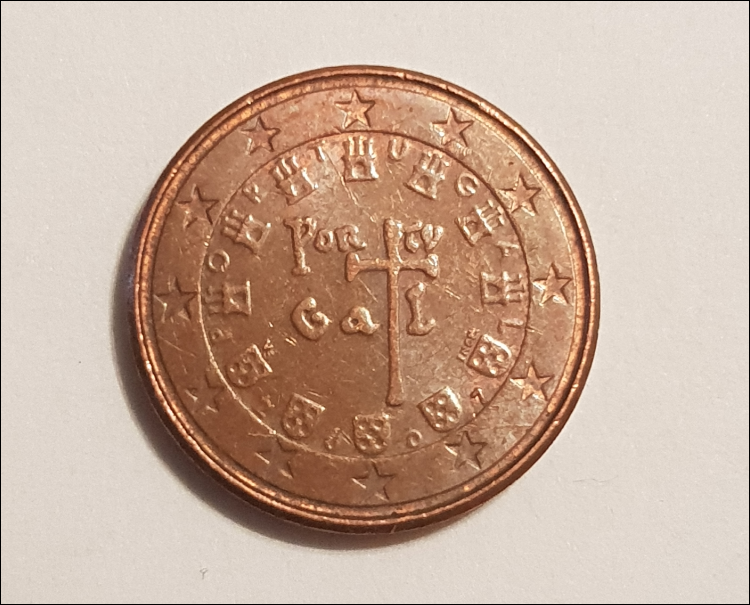 Portugal 1 Cent 2007 Fehlprägung prägeschwäche außer die Zahl 7