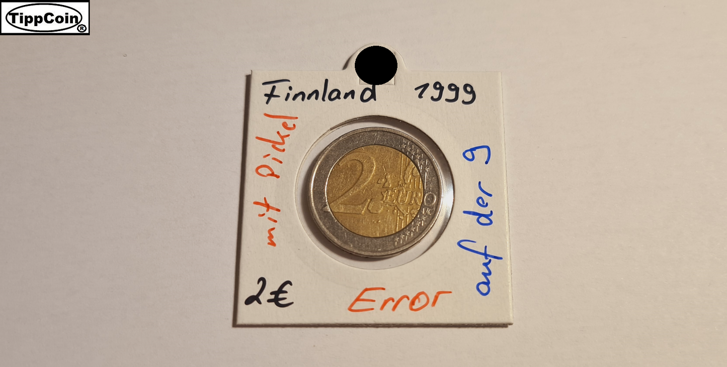 Finnland 2 Euro 1999 Pickel auf der Jahreszahl 9