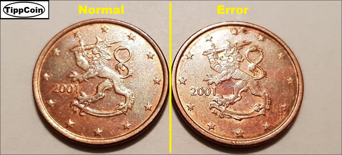 Finnland 5 Cent 2001 Materialüberschuss