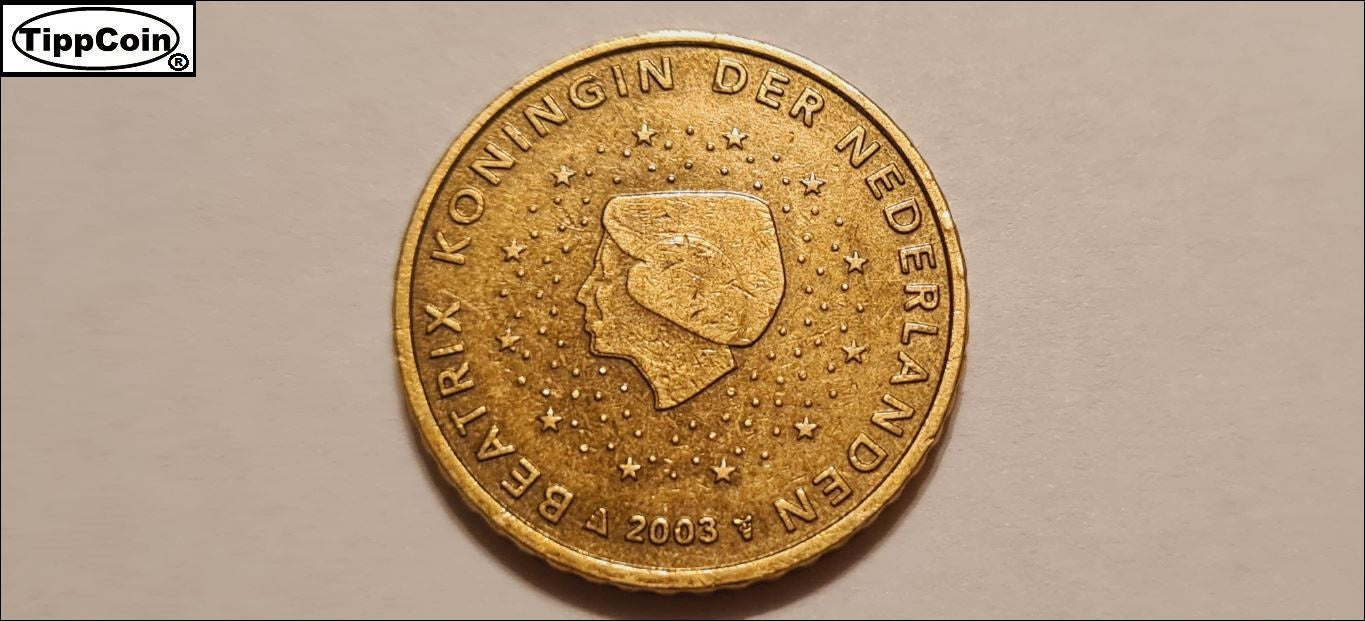 Niederlande 50 Cent 2003 Fehlprägung / Stempelriss