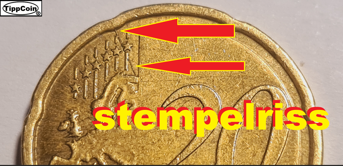 Slowakei 20 Cent 2009 Fehlprägung Stempelriss