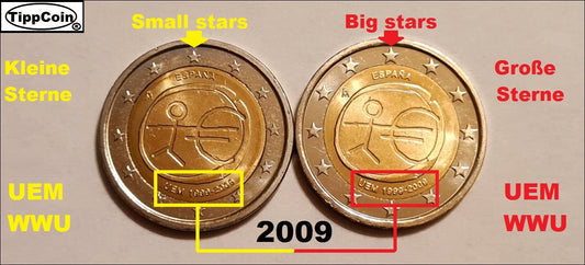 Spanien 2 Euro 2009 Große Sterne, Big stars