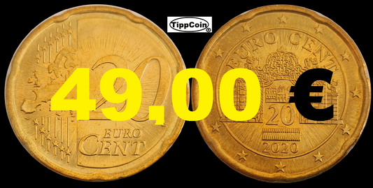Österreich 20 Cent 2020 Strahlenkranz auf beiden Seiten