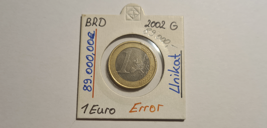 Deutschland 1 Euro 2002 G – Unikat mit Materialmischung